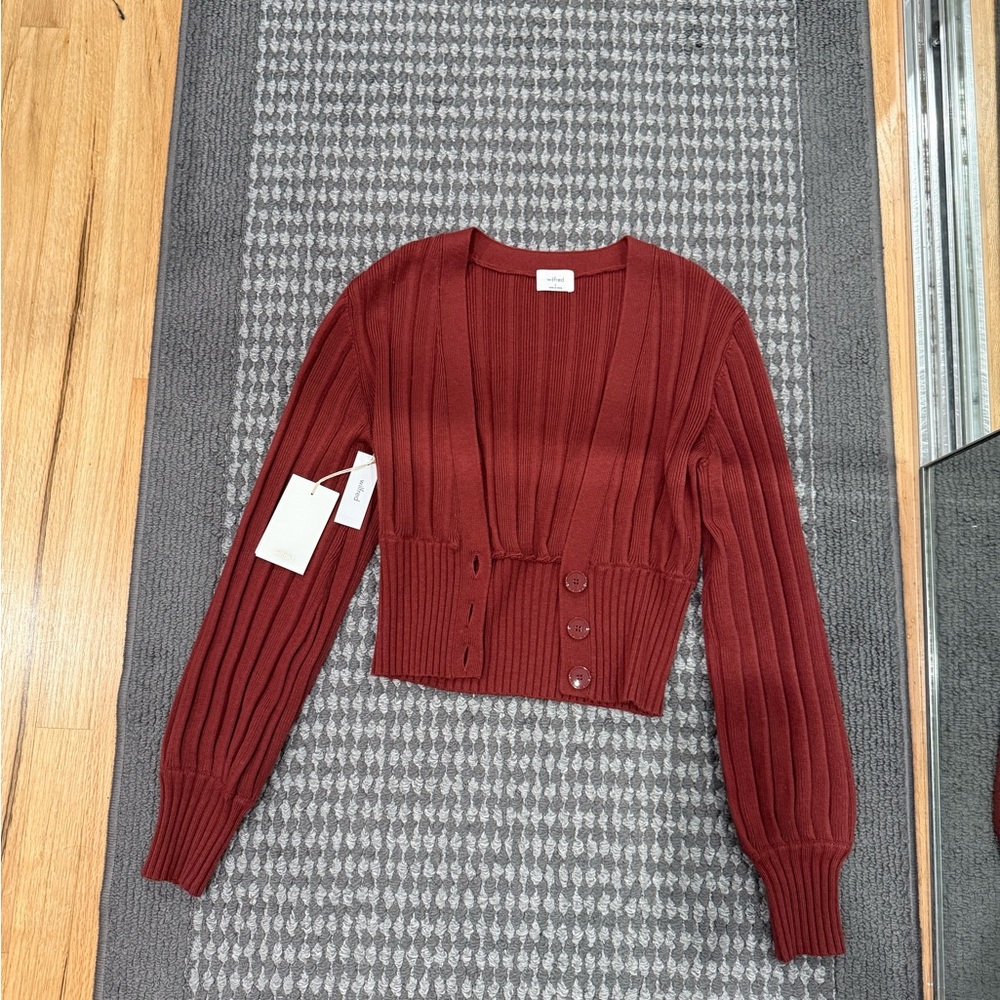 Aritzia Wilfred Garnet Plunge Cardigan Small